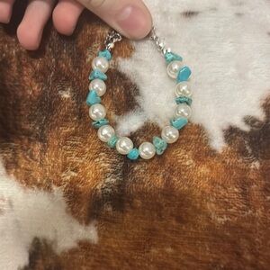Handmade Turquoise and Pearl Bracelet